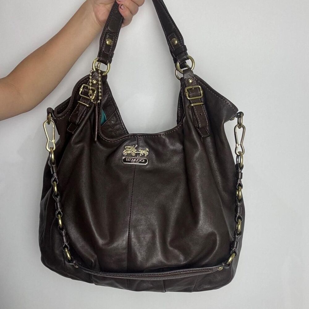 Coach Madison Maggie vintage y2k brown leather shoulder large hobo bag